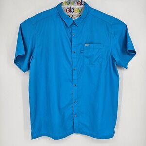 Columbia Shirt Mens XXL Short Sleeve Vented Omni Shade Vivid Blue Slack Tide
